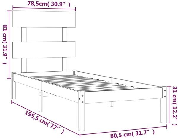 Massivholzbett 75x190 cm 2FT6 Small Single [3104633] Bild 6
