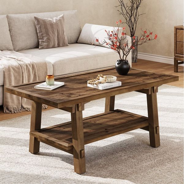 Tribesigns Couchtisch 120 cm rechteckiger Sofatisch mit 2 Ebenen, Beistelltisch mit Stauraum