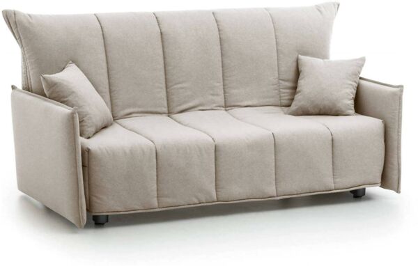 Dmora 3-Sitzer Schlafsofa Ardis, Sofa mit Trolley-Öffnung aus gepolstertem Stoff, Standardarmlehnen, 100 % Made in Italy, 190 x 90 x 85 cm, Beige