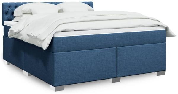 vidaXL Boxspringbett mit Matratze Blau 180x200 cm Stoff 3285980