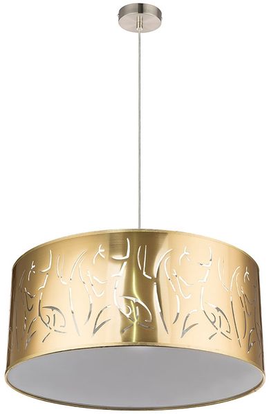 Schirmlampe, Gold, rund, Dekorstanzungen, H 140 cm