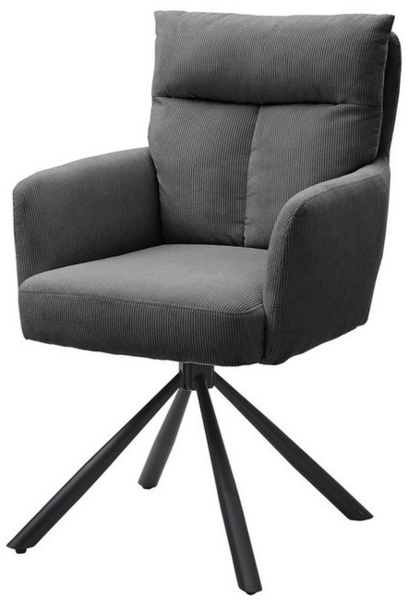 Armlehnstuhl >Sofia< (2er Set) in grau, Cordbezug - 60x93x67cm (BxHxT) Bild 5