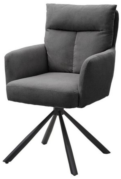 Armlehnstuhl >Sofia< (2er Set) in grau, Cordbezug - 60x93x67cm (BxHxT) Bild 4