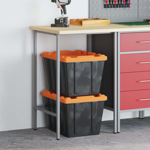 vidaXL Werkbank mit Schubladen 3 pcs Rot und Grau 150 x 55 x 85 cm 3321371