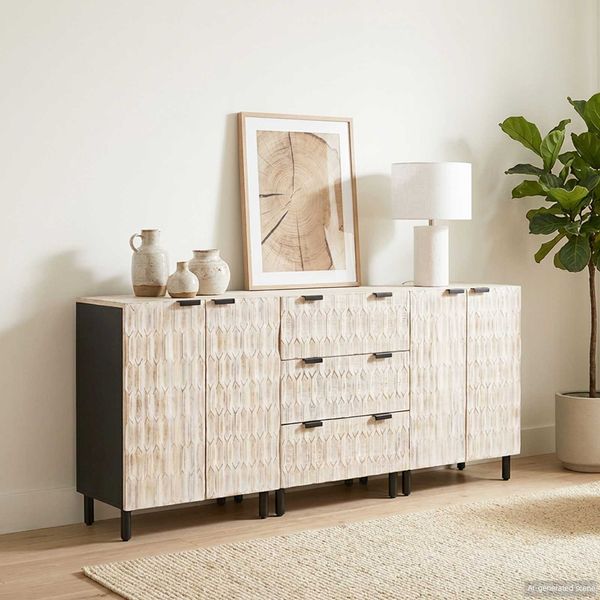vidaXL Sideboard 3 pcs Weiße gewaschene Oberfläche 180 x 33 x 75 cm 3310029