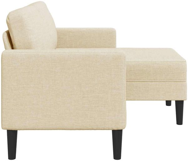 2-Sitzer Sofa, Couch Wohnzimmer mit Chaiselongue L-Form Creme 125 cm Stoff Bild 4