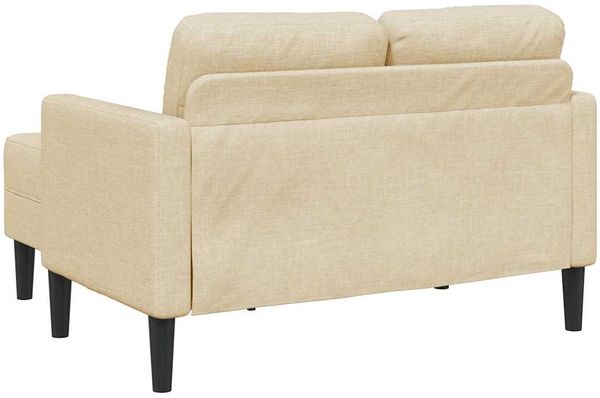 2-Sitzer Sofa, Couch Wohnzimmer mit Chaiselongue L-Form Creme 125 cm Stoff Bild 5