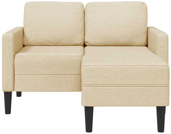 2-Sitzer Sofa, Couch Wohnzimmer mit Chaiselongue L-Form Creme 125 cm Stoff Bild 3