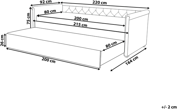 Tagesbett LIBOURNE 80 x 200 cm Stoff Dunkelgrau Bild 2