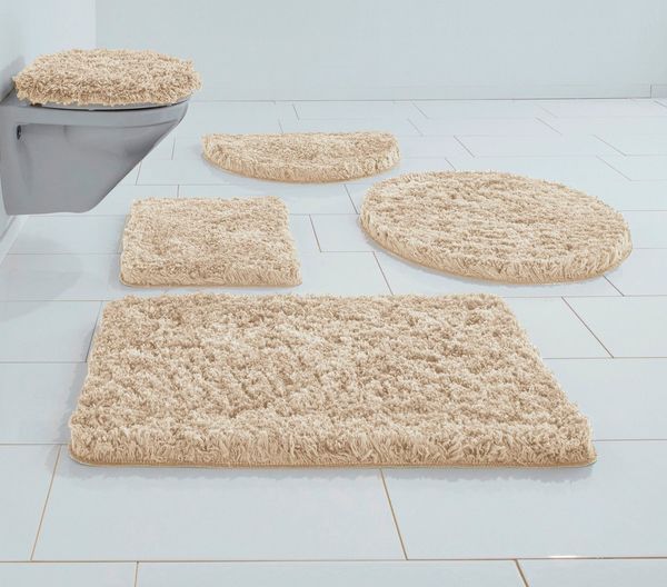 OTTO home Badematte Micro exclusiv, Badvorleger, Badezimmer Teppich, Höhe 55 mm, rutschhemmend beschichtet, fußbodenheizungsgeeignet, schnell trocknend, strapazierfähig, Polyester, rund, Badteppich, Badematten auch als 3 teiliges Set & rund erhältlich