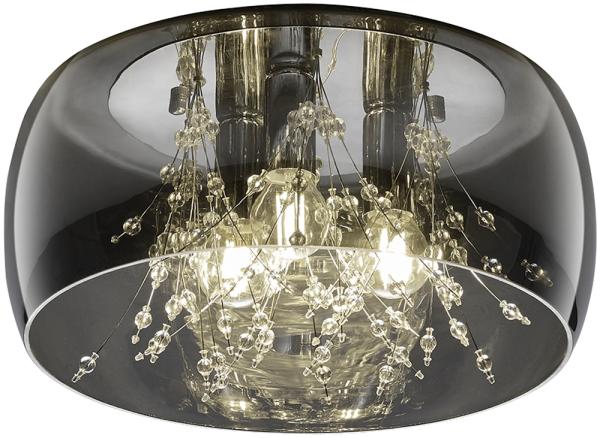 Kristall LED Deckenleuchte Glas Chrom verspiegelt & Rauchglas Optik, Ø 34cm