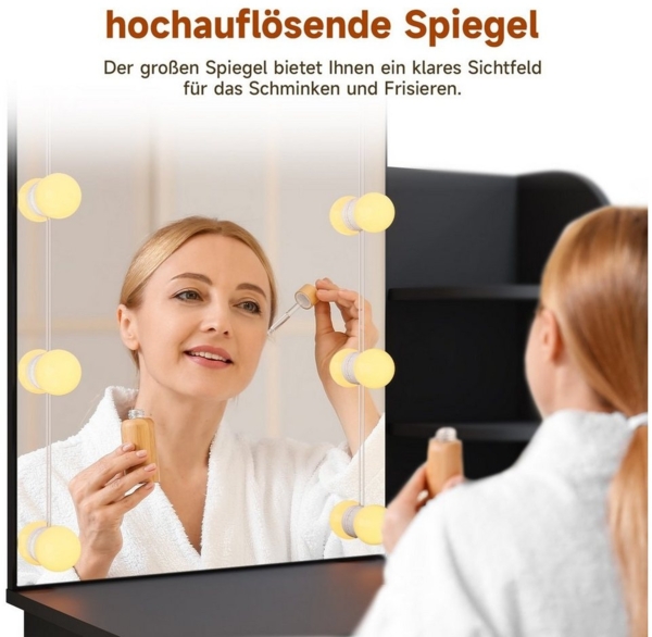 SONNI Schminktisch Schminktisch mit dreifarbig beleuchtetem Schminkspiegel,platzsparend Bild 3