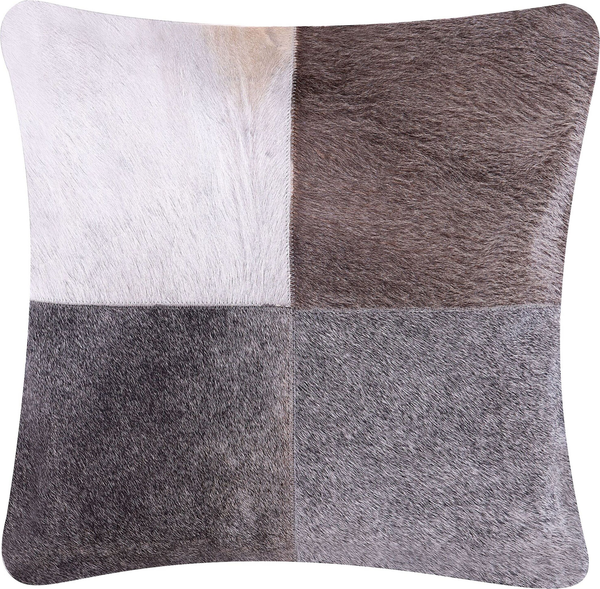 Dekokissen Patchwork NELLAD Echtleder 45 x 45 cm Grau