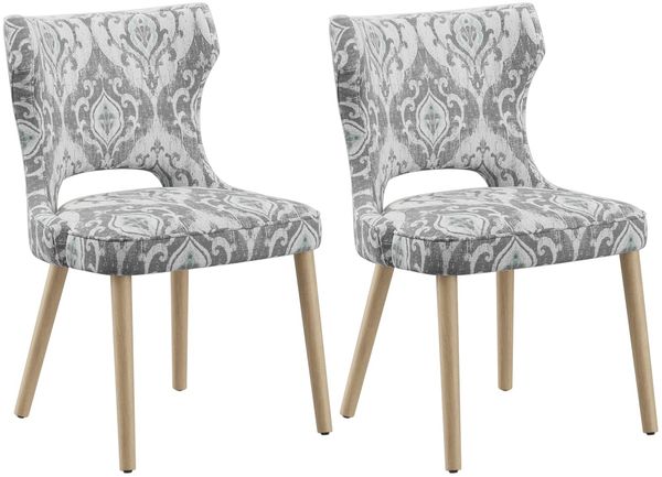 COLAMY Esszimmerstühle 2er Set, Stühle Esszimmer mit Rückenlehne, Polsternder Küchenstühle Gepolstert, Stoff Dining Chairs mit Wingback und Holzbeinen für Esszimmer, Küche, Restaurant, Jacquard