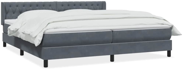 vidaXL Boxspringbett mit Matratze Dunkelgrau 180x210 cm Samt 3318376