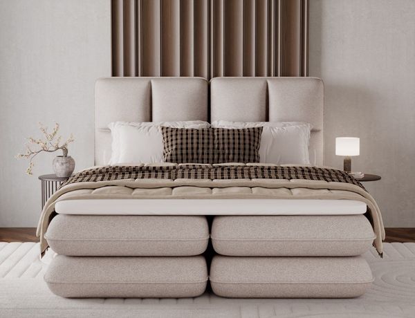 Boxspringbett Tonila von Eltap – Paolli Mikrofaser Beige |Topper