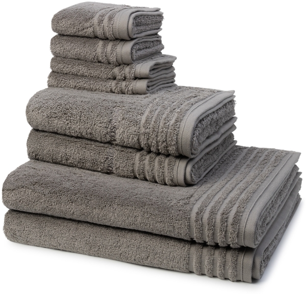 Vossen Vienna Style Supersoft 8 tlg. Frottier-Set - 2 X Handtuch (50 X 100cm), 2 X Duschtuch (67 X 140cm), 2 X Gästetuch (30 X 50cm), 2 X Seiftuch (30 X 30cm) - 620 g/m2 - Slate grey