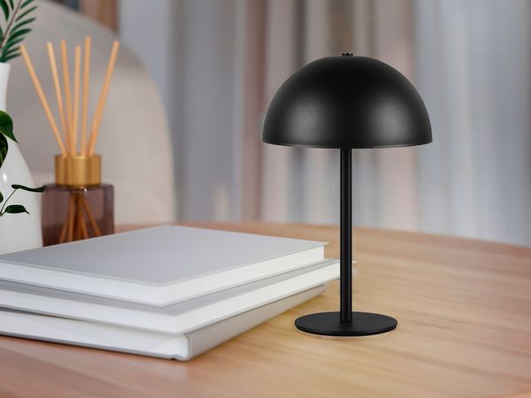 Akku Tischleuchte MUNOZ Schwarz dimmbar & per USB aufladbar, Höhe 21cm