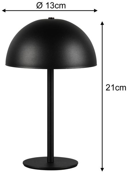 Akku Tischleuchte MUNOZ Schwarz dimmbar & per USB aufladbar, Höhe 21cm Bild 4