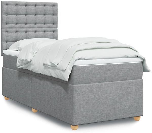 vidaXL Boxspringbett mit Matratze Hellgrau 80x200 cm Stoff 3291121