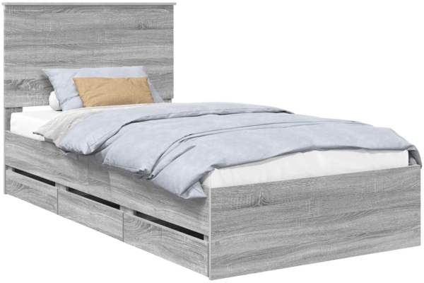 vidaXL Bettrahmen Graues Sonoma 100 x 200 cm Ingenieurs Holz 3411150