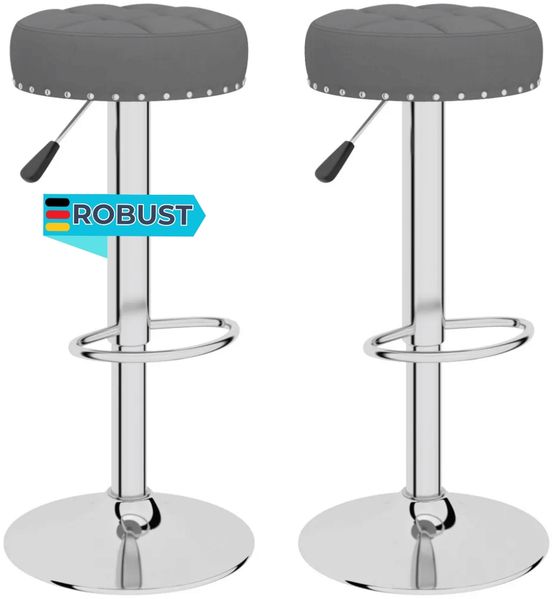 Barhocker KENTR höhenverstellbar 2er Set Dunkelgrau Stoff | Barstühle drehbar Küchenhocker Thekenhocker für Küche Hausbar