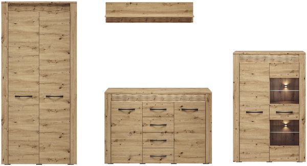 Wohnwand ""Artis"" Anbauwand 4-teilig Artisan Eiche MDF