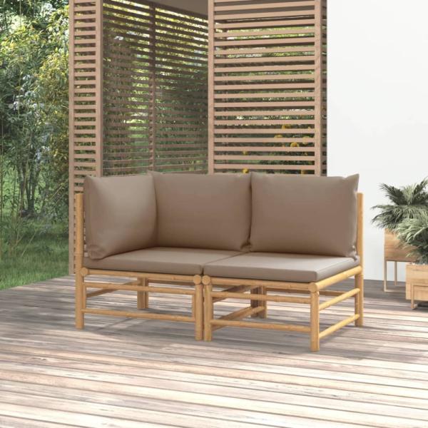 vidaXL 2-tlg. Garten-Lounge-Set mit Taupe Kissen Bambus 362284