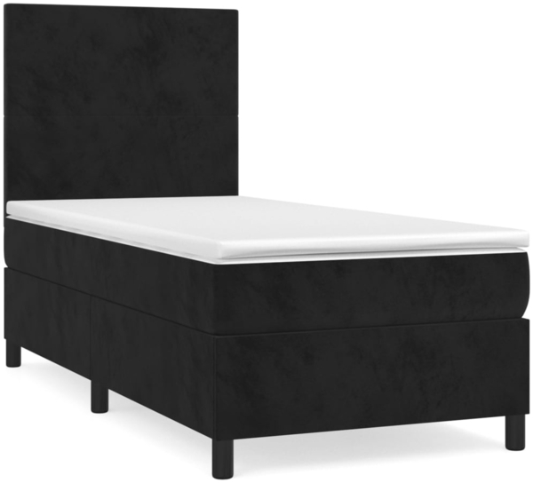 vidaXL Boxspringbett mit Matratze Schwarz 90x190 cm Samt 3142877