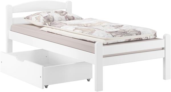 Weißes Einzelbett Buche massiv 80x200