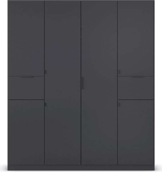 rauch Kleiderschrank, Drehtürenschrank TICAO, 6-türig, 2 Schubkästen, inkl. Türdämpferset, Grau metallic, 181 x 210 x 54 cm Bild 2