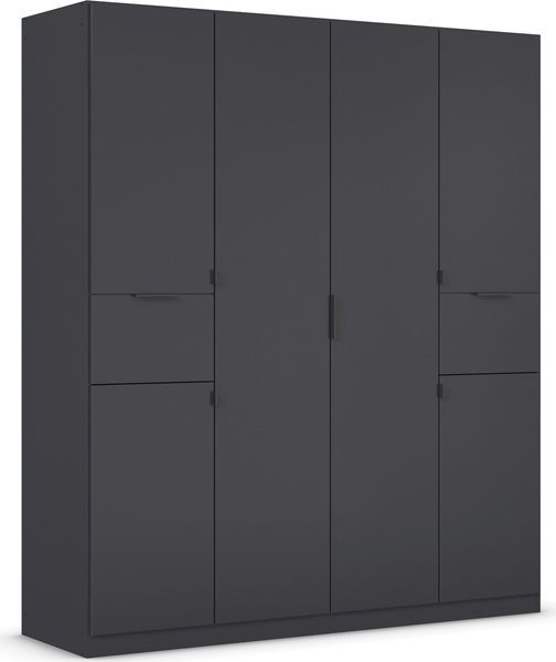 rauch Kleiderschrank, Drehtürenschrank TICAO, 6-türig, 2 Schubkästen, inkl. Türdämpferset, Grau metallic, 181 x 210 x 54 cm Bild 3
