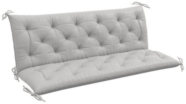 Outsunny Bankauflage 150 x 98 x 8 cm, mit Bändern, (3 Sitzer Bankkissen, 1 St, Sitzkissen), für Gartenmöbel, Sitzbank Hollywoodschaukel, Hellgrau