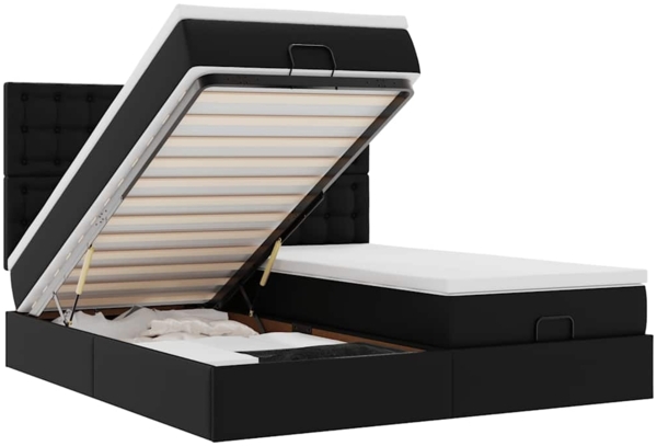 vidaXL Ottoman-Bett mit Matratzen Schwarz 160x200 cm Kunstleder 3313649