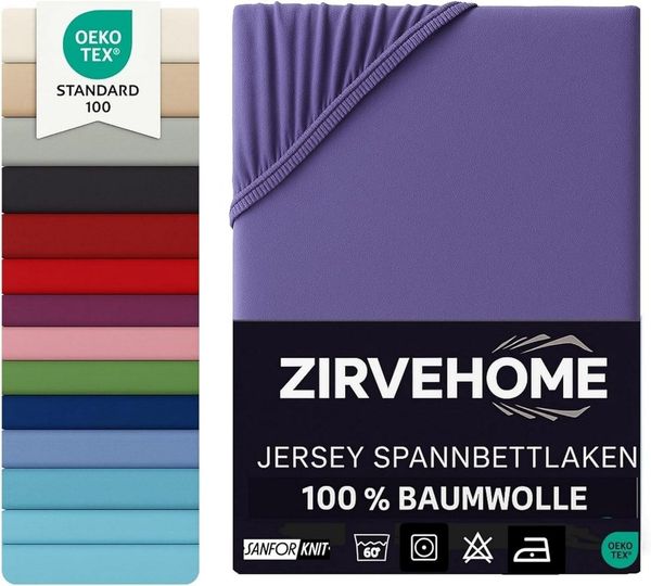 ZIRVEHOME Spannbettlaken 90x200 cm. Jersey Spannbetttuch 100% Baumwolle Bettlaken, Jersey, Gummizug: Rundumgummi, (1 Stück), Atmungsaktiv, Baumwolle Spannbettlaken 90x200 cm bis 25 cm Höhe, Lila