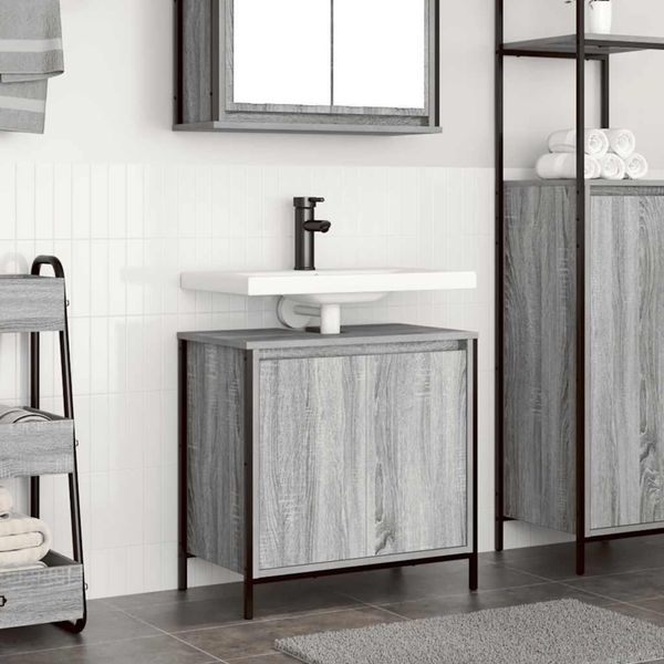 vidaXL Waschbeckenunterschrank Grau Sonoma 60x34,5x60 cm 861895