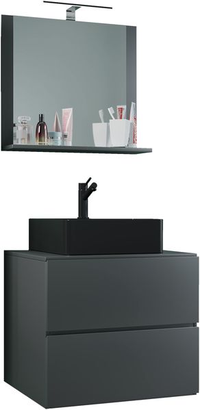 VCM Badmöbel Waschtisch Lendas 919544 Anthrazit H. 124 x B. 60 x T. 52 cm