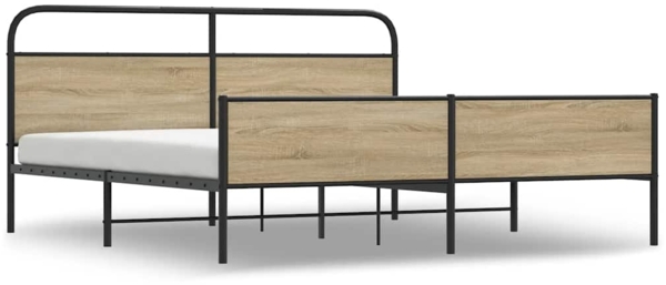 vidaXL Metallbett ohne Matratze Räuchereiche 183x213 cm 3318675