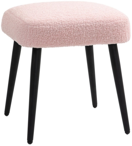 HOMCOM Fußhocker Schminkhocker Fußstütze mit Kaschmir-Optik (Hocker, 1 St, Sitzhocker), für Schlafzimmer, Stahlbeine, Rosa