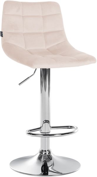 Barhocker DUBAI - Beige, Samt, Chrom Barhocker mit Lehne Barstuhl Tresenhocker Tresenstuhl Kneipenhocker Kneipenstuhl