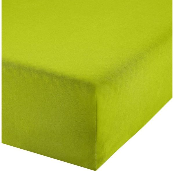 Erwin Müller 'Freising' Spannbettlaken, Gummizug: Rundumgummi, 1 Stück, Elasthan-Jersey-Stretch Uni, Apfelgrün, Boxspringbett - 120x200 cm - 130x220 cm