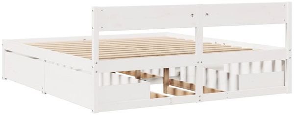 vidaXL Massivholzbett ohne Matratze Weiß 200x200 cm Kiefernholz 3282337 Bild 6