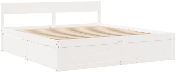 vidaXL Massivholzbett ohne Matratze Weiß 200x200 cm Kiefernholz 3282337 Bild 3