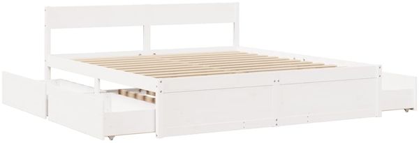 vidaXL Massivholzbett ohne Matratze Weiß 200x200 cm Kiefernholz 3282337 Bild 7