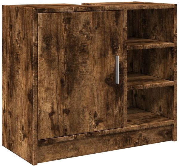 Waschbeckenschrank, Badschrank Räuchereiche 63x29x55 cm Holzwerkstoff de7488