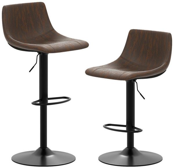 KOMFOTTEU Barhocker (2er Set), 360° drehbare Küchenstühle mit Rückenlehne & Fußstütze