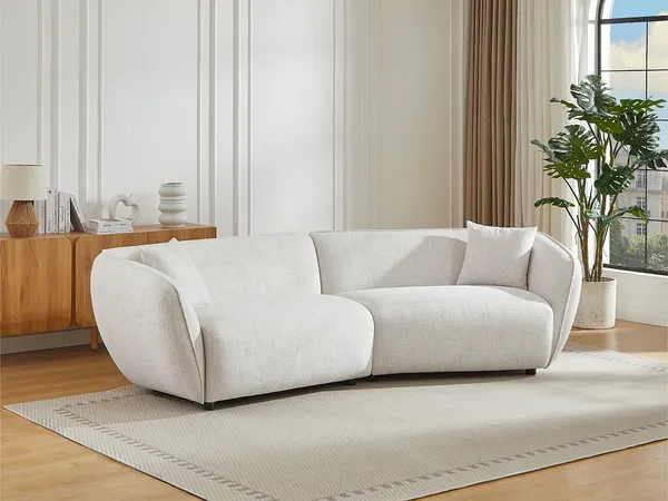 Vente-unique - LUCAMO Sofa Stoff Beige - B 95 cm x H 73 cm x L 248 cm