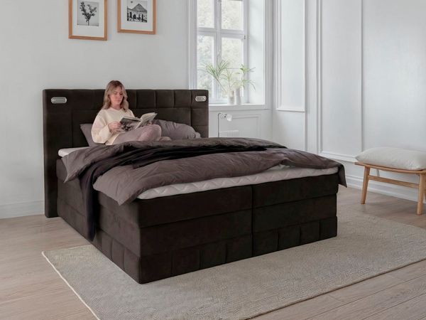 OTTO home Boxbett PHILLIPA inkl. Bettkasten, wahlweise mit LED-Leuchten, Breite: 180cm, inkl. Kaltschaum-Topper, in verschiedenen Farben erhältlich