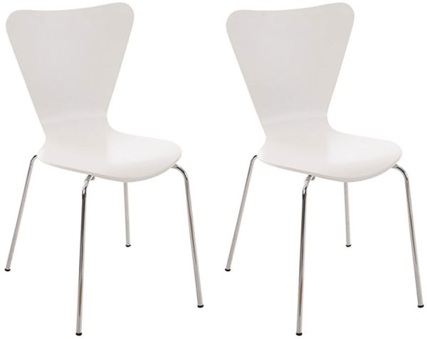 2er Set Besucherstuhl BERLIN - Holz Weiß 45x49x85 cm | Besucherstühle Konferenzstuhl Wartezimmerstuhl Bürostühle Bürostuhl Konferenzraum Wartezimmer