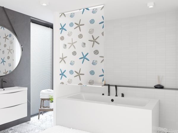 Basic Duschrollo 120x240 cm breit Modell Oceanic weiss Duschvorhang